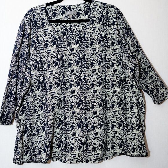 Ulla Popken womens top 20/22 abstract blue - Picture 1 of 8